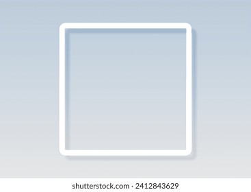Grey and blue square neon frame. Technology retro sci-fi abstract futuristic background. Vector design
