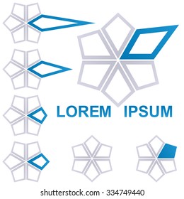 Grey and blue star logo icon design set