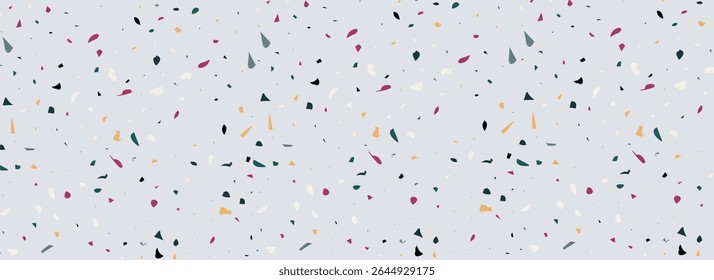 Grey blue Terrazzo seamless pattern. Repeated granite stone texture. Color Italian mosaic surface design for paving, floor tile swatch, decoration. Vector repeated Venetian marble background concept