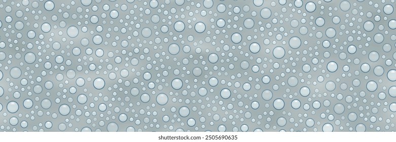 Grey blue two phase liquid as seamless bg. Jelly with bubbles of air. Vector pattern of nanosomes or oil drops on water surface. Macro background of cosmetic hyaluronic emulsion or mucus