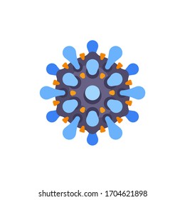 Icono plano de virus gris y azul. Ilustración vectorial de la novela coronavirus SARS-CoV-2
