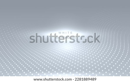 Grey, blue and white halftone modern light art. Blurred pattern dots perspective effect background. Abstract creative graphic template. Business or technology, website style vector texture.