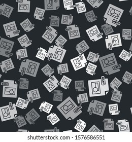 Grey BMP file document. Download bmp button icon isolated seamless pattern on black background. BMP file symbol.  Vector Illustration