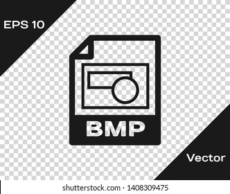 Grey BMP file document icon. Download bmp button icon isolated on transparent background. BMP file symbol. Vector Illustration