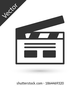 Grey Bollywood indian cinema icon isolated on white background. Movie clapper. Film clapper board. Cinema production or media industry. Vector.