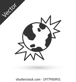Grey Bomb explosive planet earth war danger icon isolated on white background.  Vector
