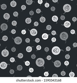 Grey Bomb ready to explode icon isolated seamless pattern on black background. Happy Halloween party.  Vector Illustration
