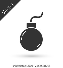 Grey Bomb ready to explode icon isolated on white background.  Vector