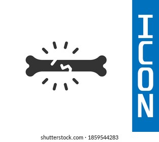 Icono de dolor óseo gris aislado en fondo blanco. Medicina ortopédica. Enfermedad de las articulaciones y los huesos, artritis.  Vector