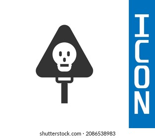 Grey Bones and skull as a sign of toxicity warning icon isolated on white background.  Vector