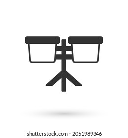 Icono de tambor gris Bongo aislado en fondo blanco. Símbolo de instrumento musical.  Vector