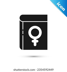 Grey Book about women icon isolated on white background. 8 March. International Happy Women Day.  Vector Illustration