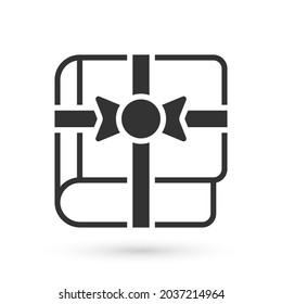 Libro gris como icono de regalo aislado en fondo blanco.  Vector