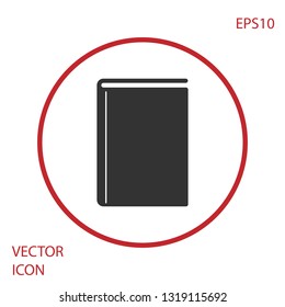 Grey Book icon isolated on white background. Red circle button. Vector Illustration