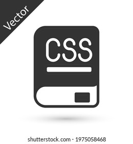 Grey Books about programming icon isolated on white background. Programming language concept. PHP, CSS, XML, HTML, Javascript learning.  Vector