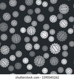 Grey Bottle cap icon isolated seamless pattern on black background.  Vector Illustration