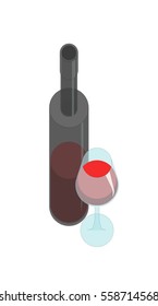 Grey bottle with glass of red wine