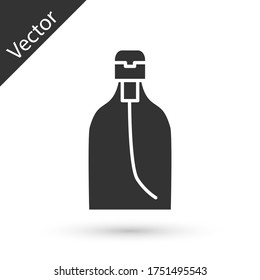 Grey Bottle of liquid antibacterial soap with dispenser icon isolated on white background. Disinfection, hygiene, skin care. Vector Illustration