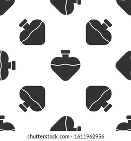 Grey Bottle with love potion icon isolated seamless pattern on white background. Valentines day symbol.  Vector Illustration