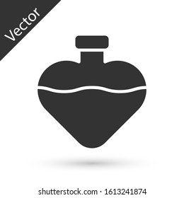 Grey Bottle with love potion icon isolated on white background. Valentines day symbol.  Vector Illustration