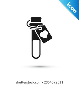 Grey Bottle with love potion icon isolated on white background. Valentines day symbol.  Vector Illustration