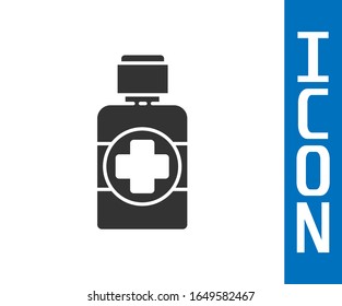 Grey Bottle of medicine syrup icon isolated on white background.  Vector Illustration