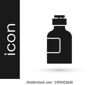 Grey Bottle of medicine syrup icon isolated on white background.  Vector Illustration
