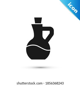 Grey Bottle of olive oil icon isolated on white background. Jug with olive oil icon.  Vector