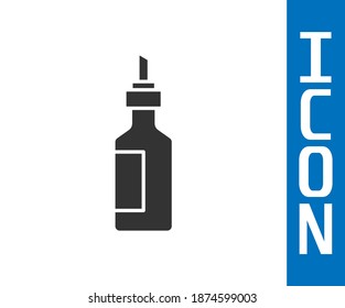 Grey Bottle of olive oil icon isolated on white background. Jug with olive oil icon.  Vector