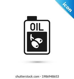 Grey Bottle of olive oil icon isolated on white background. Jug with olive oil icon.  Vector