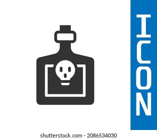 Grey Bottle with potion icon isolated on white background. Flask with magic potion. Happy Halloween party.  Vector