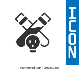 Grey Bottle with potion icon isolated on white background. Flask with magic potion. Happy Halloween party.  Vector
