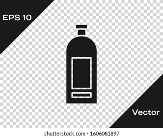 Grey Bottle of shampoo icon isolated on transparent background.  Vector Illustration
