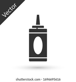 Frasco gris de icono de champú aislado sobre fondo blanco. Ilustración vectorial