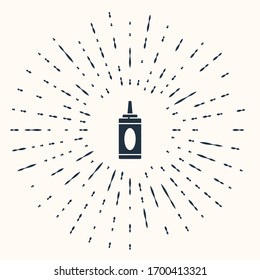 Grey Bottle of shampoo icon isolated on beige background. Abstract circle random dots. Vector Illustration