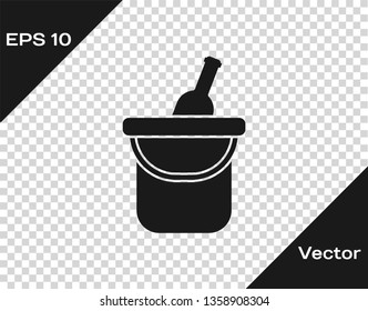 Grey Bottle of wine in an ice bucket icon isolated on transparent background. Vector Illustration