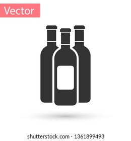 Grey Bottles of wine icon isolated on white background. Vector Illustration