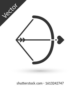 Grey Bow and arrow icon isolated on white background. Cupid symbol. Love sign. Valentines day concept.  Vector Illustration