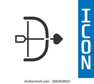 Grey Bow and arrow icon isolated on white background. Cupid symbol. Love sign. Happy Valentines day.  Vector