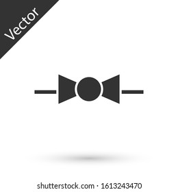 Grey Bow tie icon isolated on white background.  Vector Illustration
