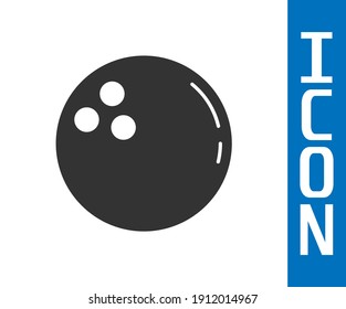 Grey Bowling ball icon isolated on white background. Sport equipment.  Vector