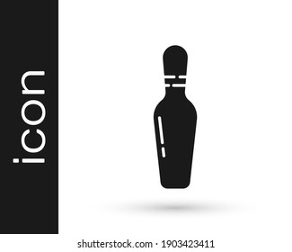 Grey Bowling pin icon isolated on white background.  Vector Illustration