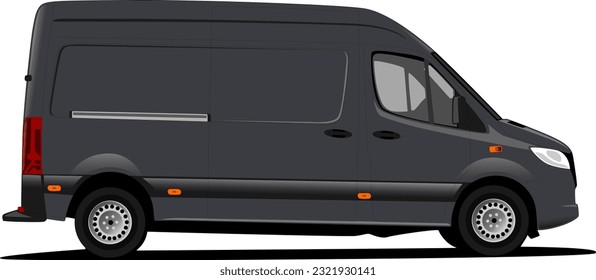 grey box van blindvan delivery bus truck car side view vector illustration