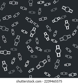 Grey Boxing belt icon isolated seamless pattern on black background. Belt boxing sport championship winner fight award.  Vector
