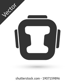 Grey Boxing helmet icon isolated on white background. Vector.