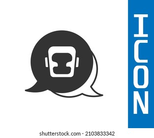 Grey Boxing helmet icon isolated on white background.  Vector