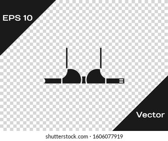 Grey Bra icon isolated on transparent background. Woman underwear.  Vector Illustration