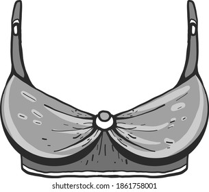 Grey bra, illustration, vector on white background.