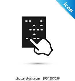 Grey Braille icon isolated on white background. Finger drives on points. Writing signs system for blind or visually impaired people.  Vector