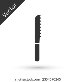Icono de cuchillo de pan gris aislado en fondo blanco. Símbolo de cubiertos.  Ilustración vectorial